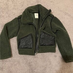 Abercrombie & Fitch Olive Green Sherpa Jacket